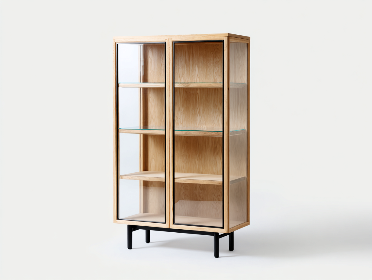 Vitrinas de madera y vidrio 95x40x185 cm marrón - diseño moderno con dos puertas-Milaiohouse