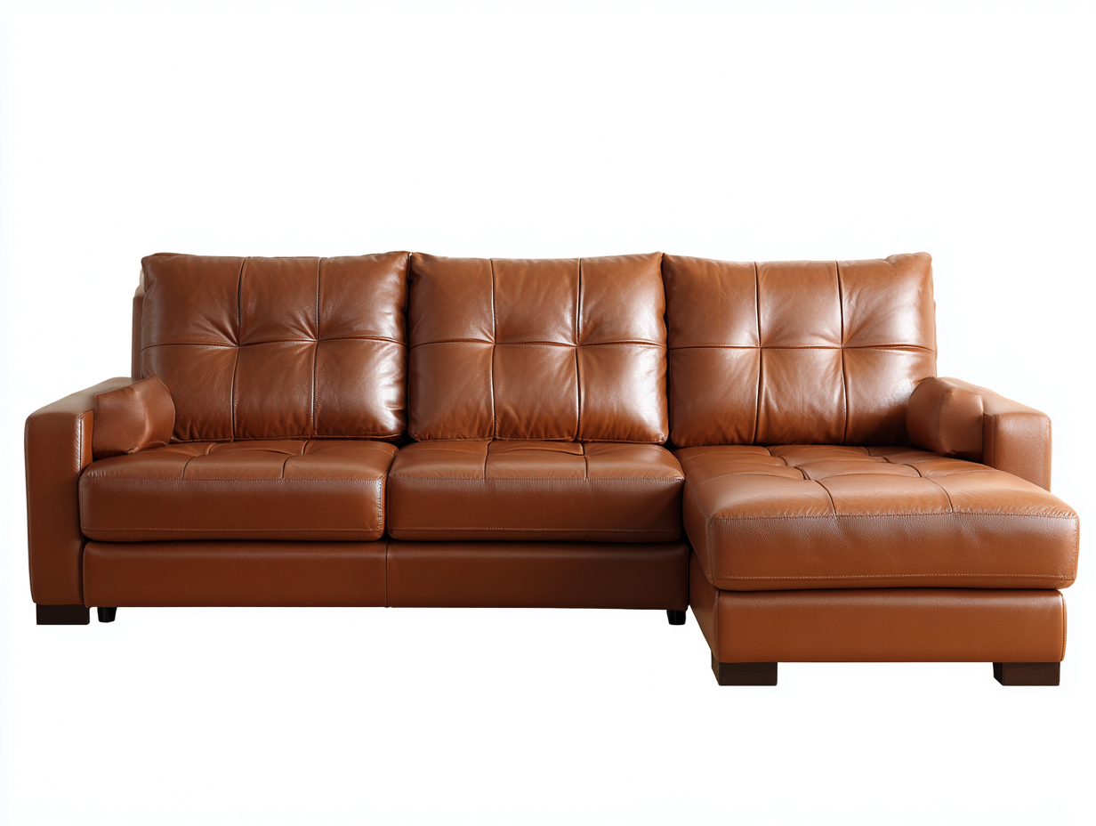 Sofás de esquina tapizados 250x155x86 cm - marrón con chaise longue - diseño moderno-Milaiohouse