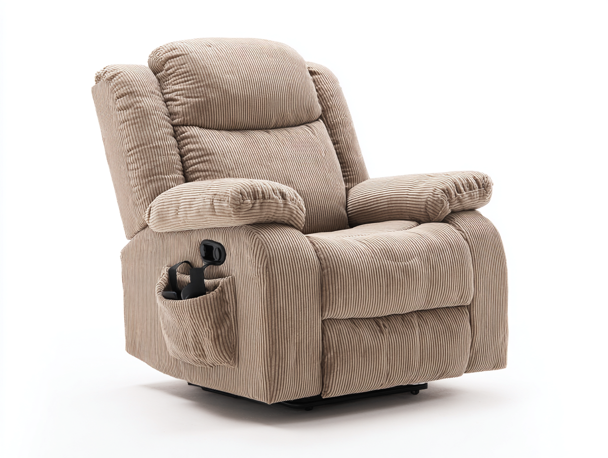 Sillones reclinables de tela de pana 84x91x101 cm beige reclinable diseño cómodo-Milaiohouse
