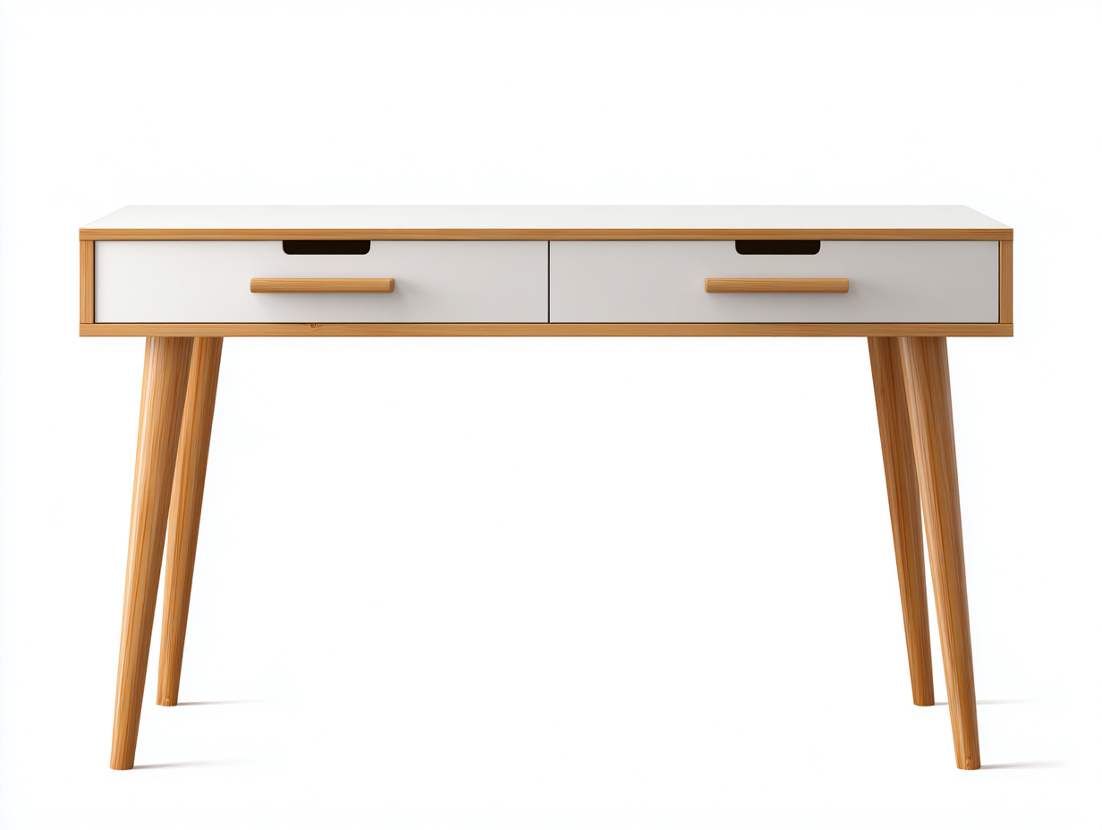 Mesas de oficina de madera 120x55x78 cm blanco-marrón - diseño moderno con dos cajones-Milaiohouse