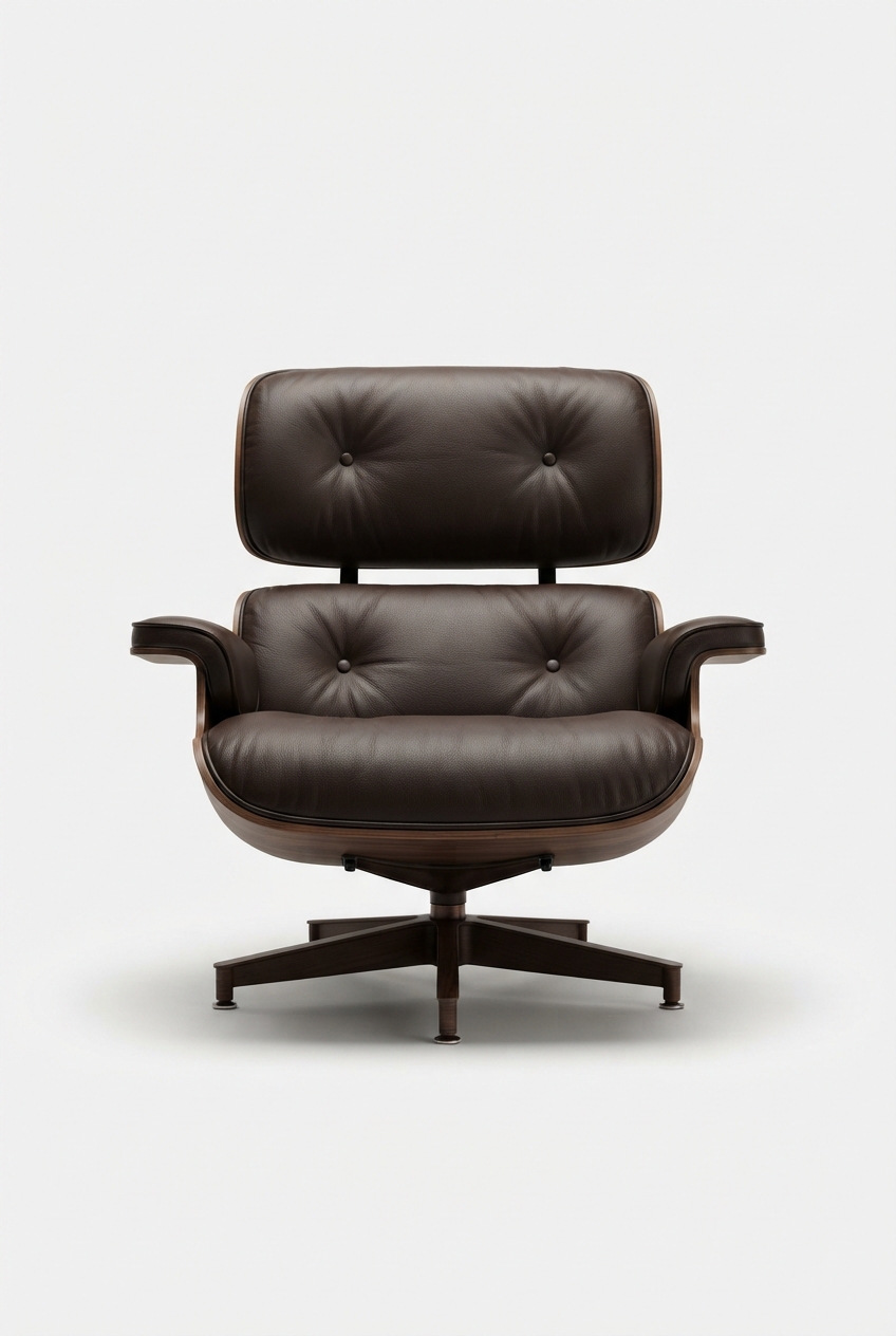 Dark brown faux leather lounge chair