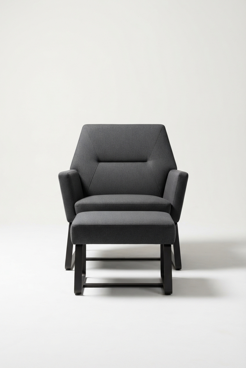 Dark gray lounge chair with ottoman set