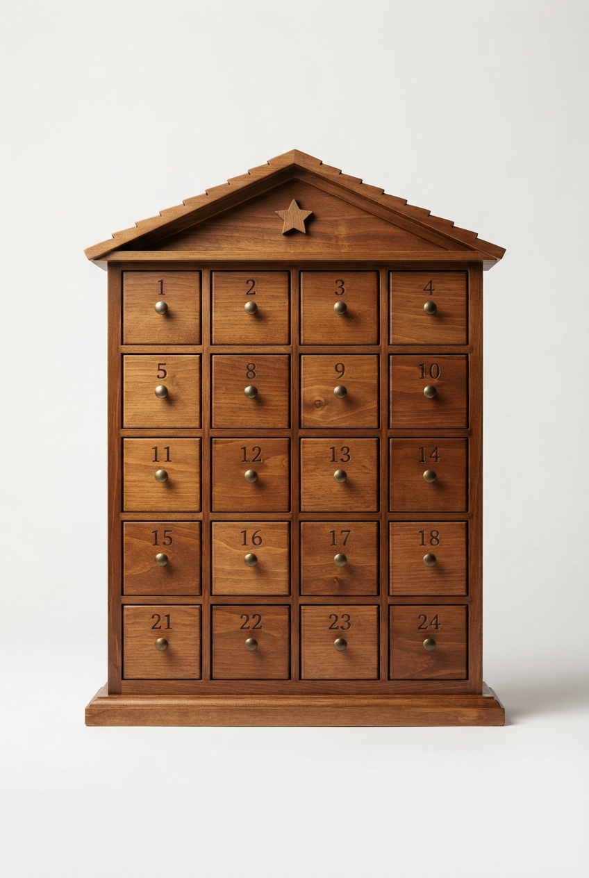 Dark wooden Christmas countdown calendar