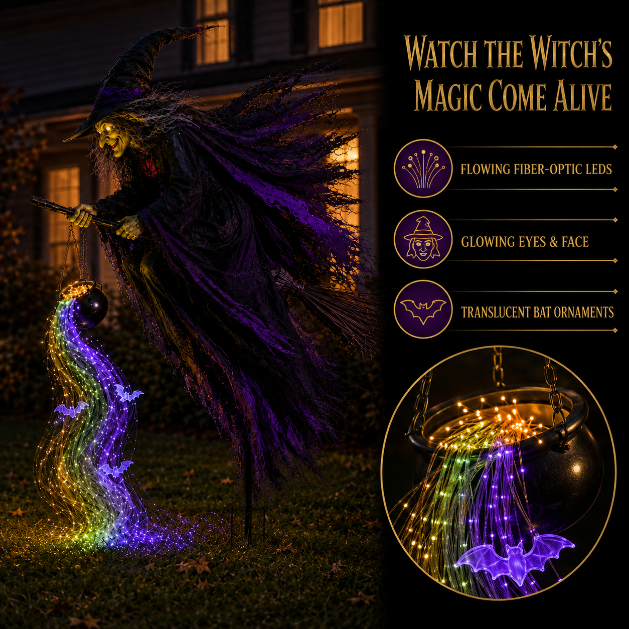 🎃Hot Sale 50% OFF🥳 Halloween Flying Witch Magic Flow Solar Light