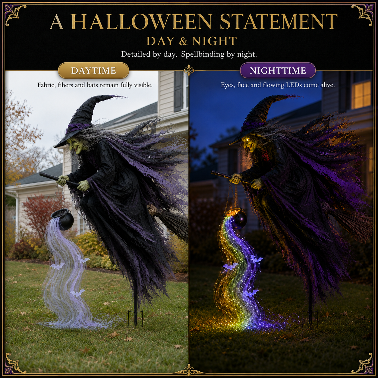 🎃Hot Sale 50% OFF🥳 Halloween Flying Witch Magic Flow Solar Light
