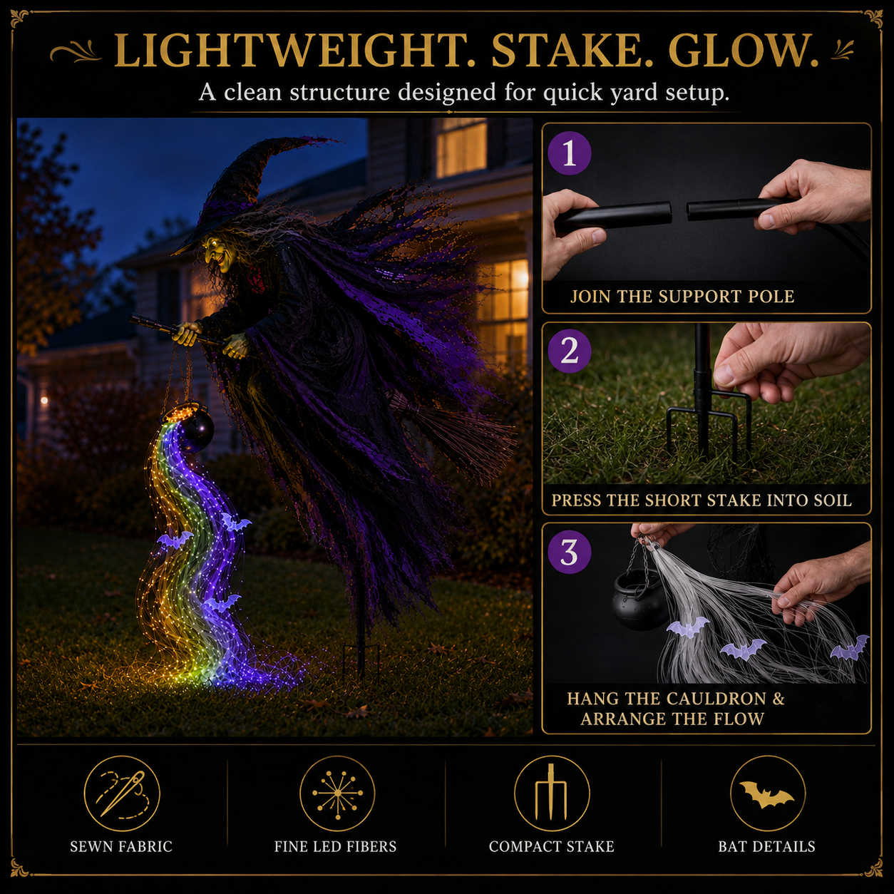 🎃Hot Sale 50% OFF🥳 Halloween Flying Witch Magic Flow Solar Light