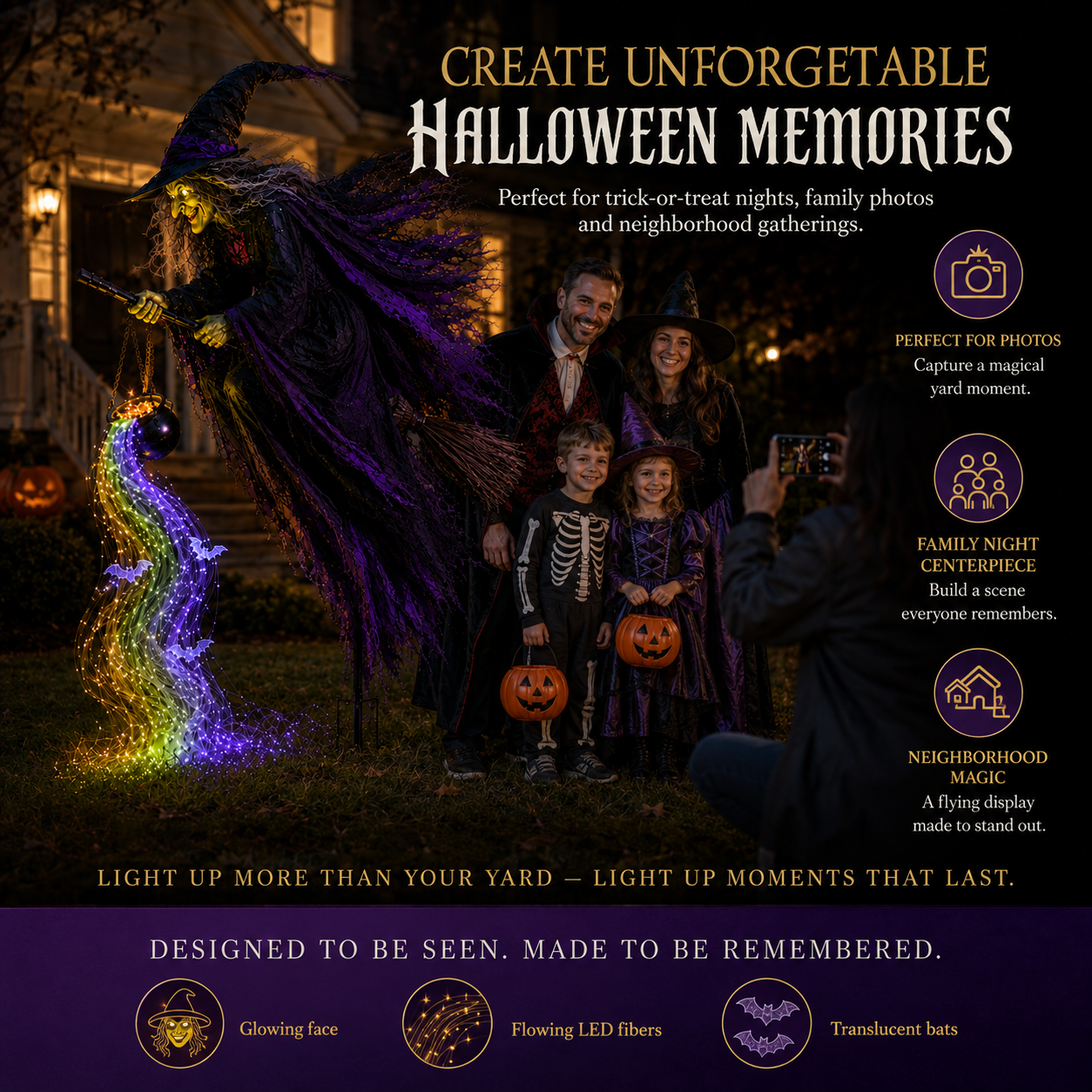🎃Hot Sale 50% OFF🥳 Halloween Flying Witch Magic Flow Solar Light