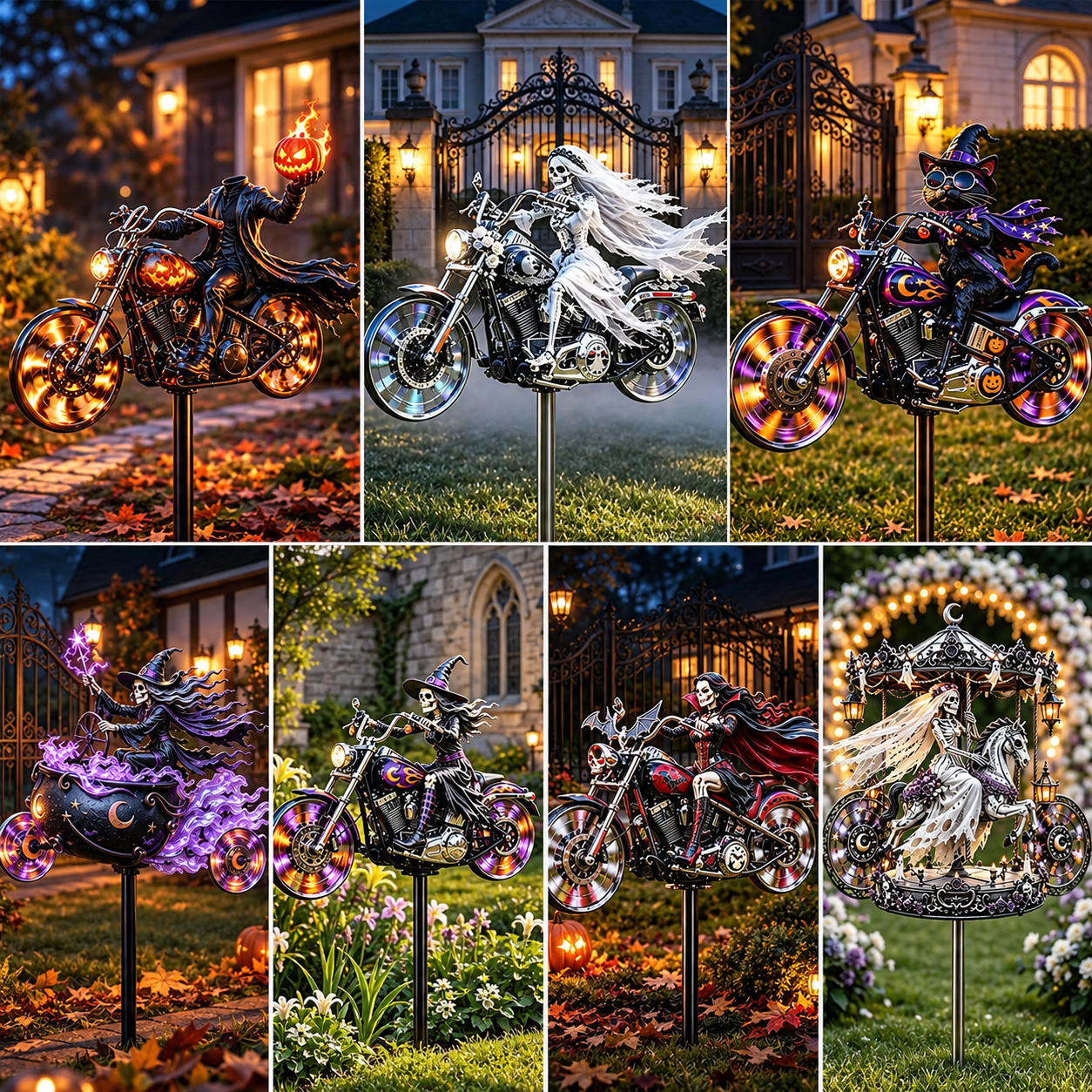 🎃 BikerSpooky™ Halloween Motorcycle Garden Windmill 🏍️