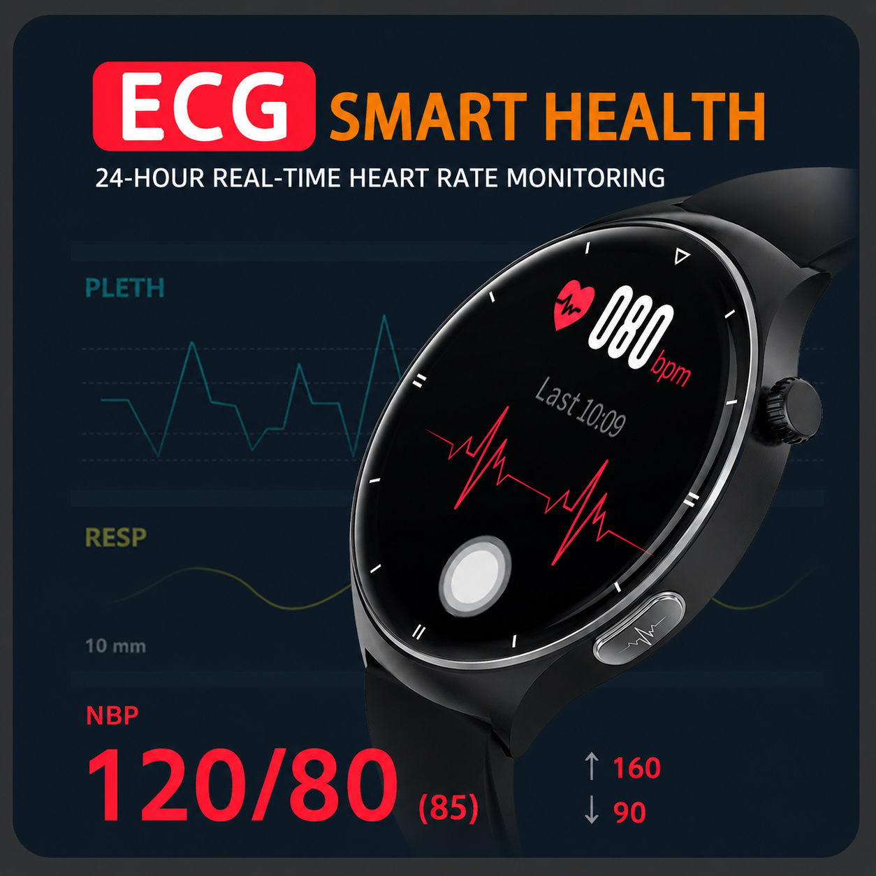 HealthWave Max - Best Medical Diagnosis Smart Watch, Blood Lipids Uric Acid Blood Glucose watch, ECG+PPG Fitness Tracker
