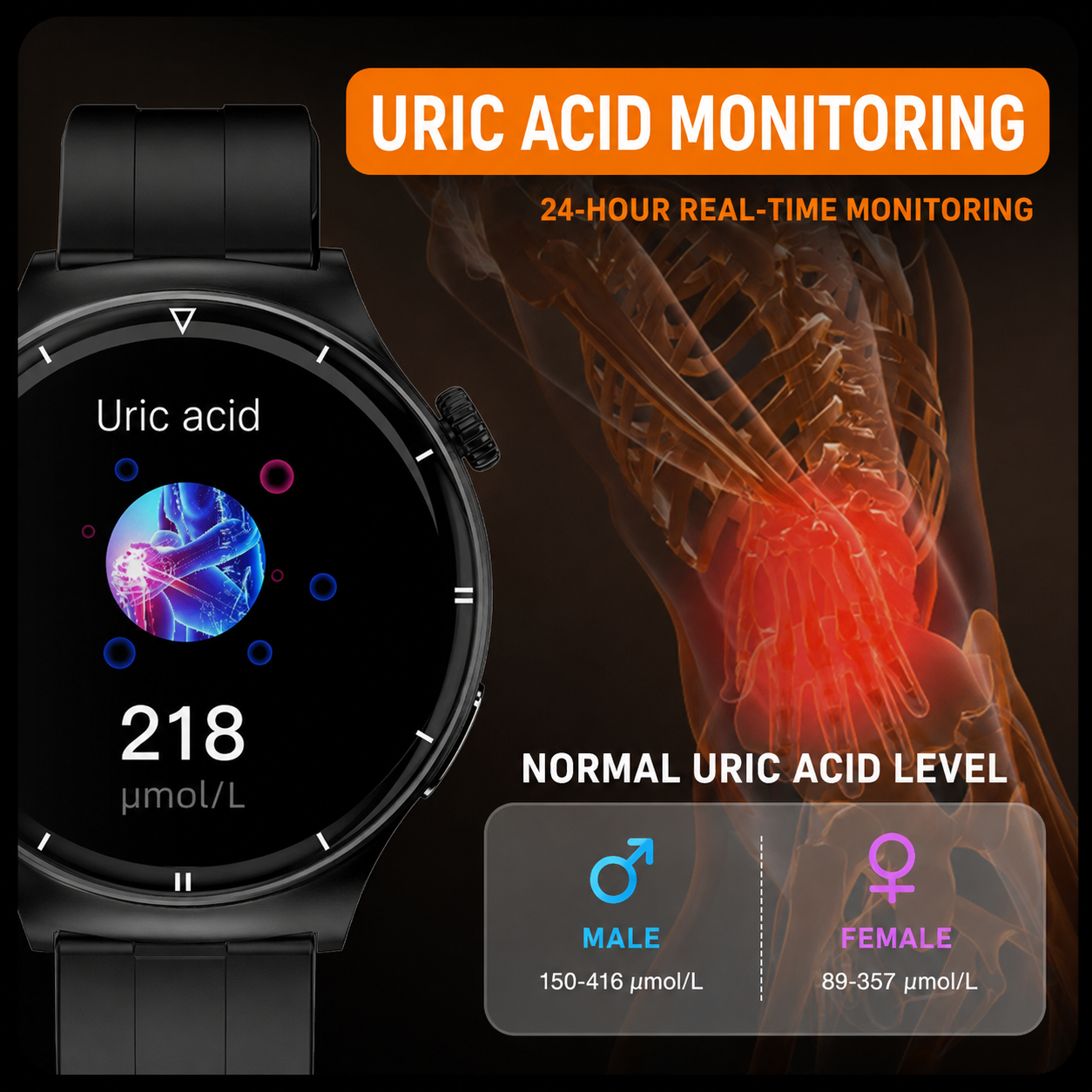 HealthWave Max - Best Medical Diagnosis Smart Watch, Blood Lipids Uric Acid Blood Glucose watch, ECG+PPG Fitness Tracker