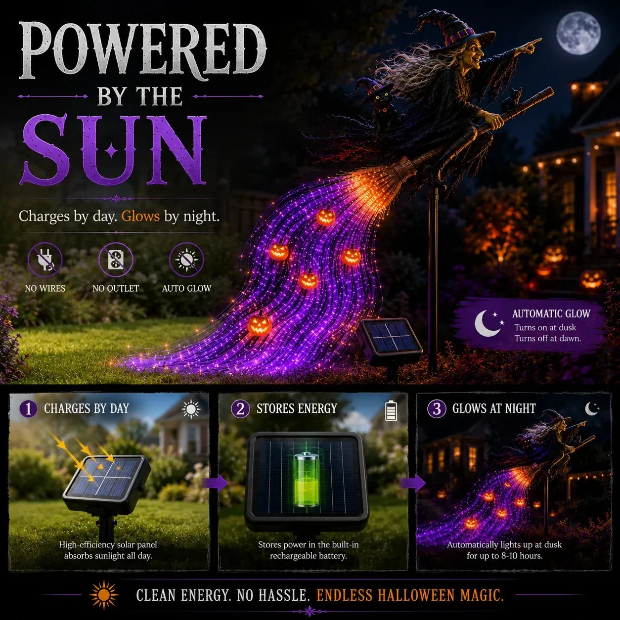 🎃 HALLOWEEN MAGIC SALE  50% OFF - Witch’s Magic Trail ✨ Solar Fiber Optic Yard Light