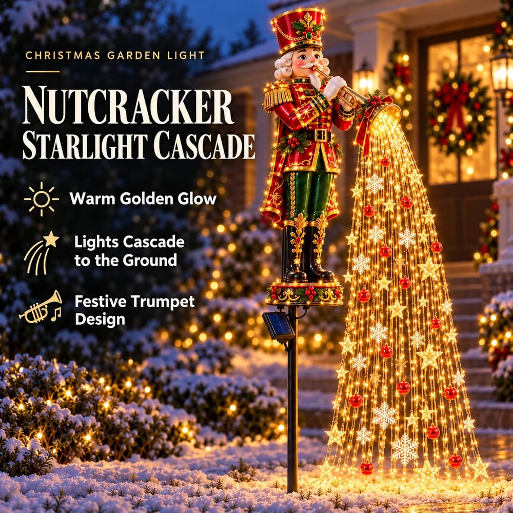 Nussknacker-Gartenstecker mit Lichterkaskade Nussknacker-Gartenstecker mit Lichterkaskade