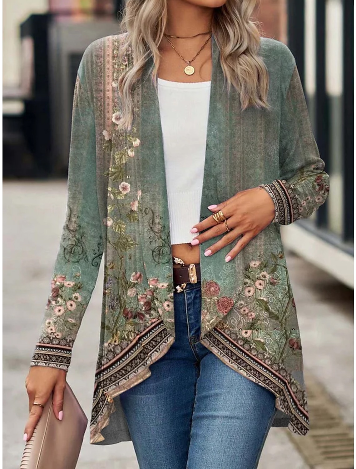 Women's Casual Floral Breathable Loose Fit Outerwear