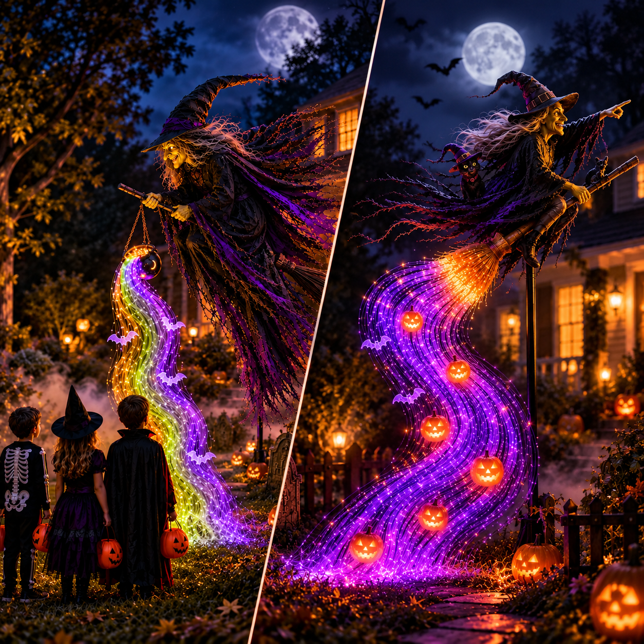🎃Hot Sale 50% OFF🥳 Halloween Flying Witch Magic Flow Solar Light