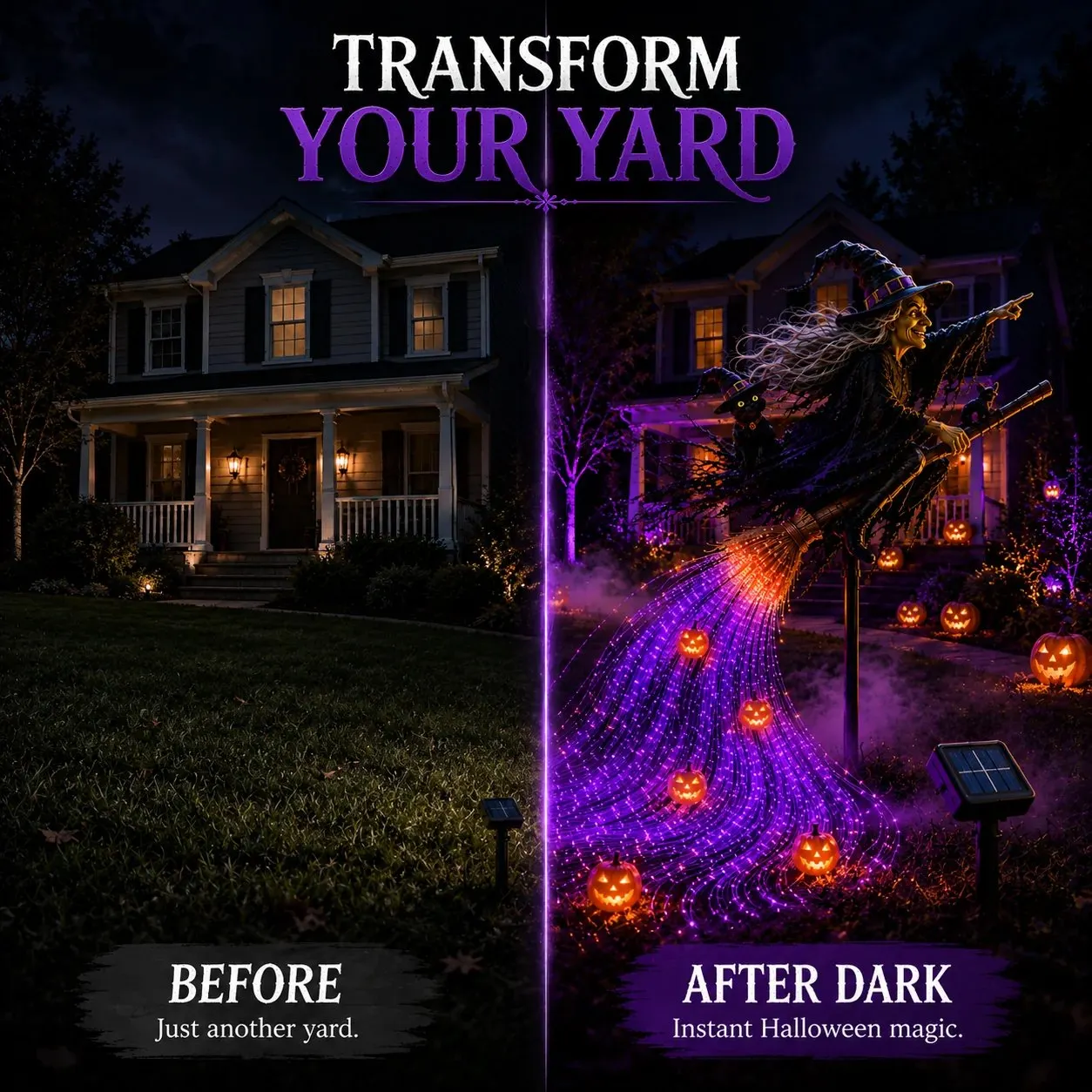 🎃 HALLOWEEN MAGIC SALE  50% OFF - Witch’s Magic Trail ✨ Solar Fiber Optic Yard Light