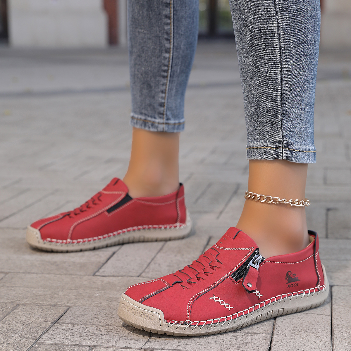 Women's Orthopedic Casual Leather Boots - Wide Toe, Arch Support, Waterproof, Pressure Relief for Everyday & Travel