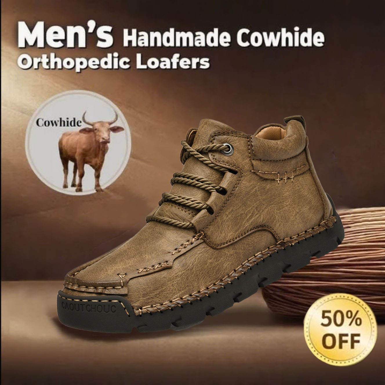 ⏰Limited Time Sale 70% OFF-Men's new handmade genuine leather orthopedic shoes with arch support