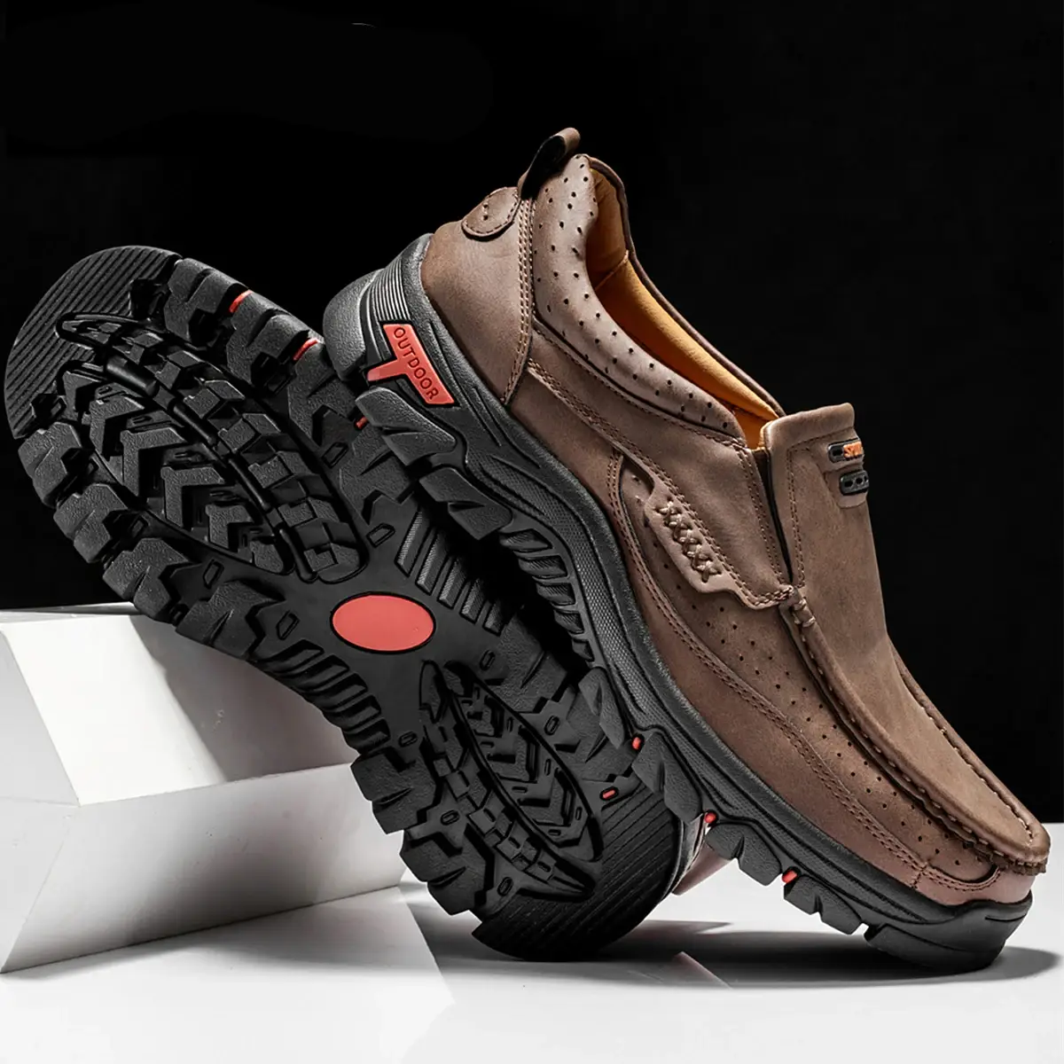 Mitchell Shoes Men's Non-slip Walking Leather Lightweight Breathable Casual Loafers
