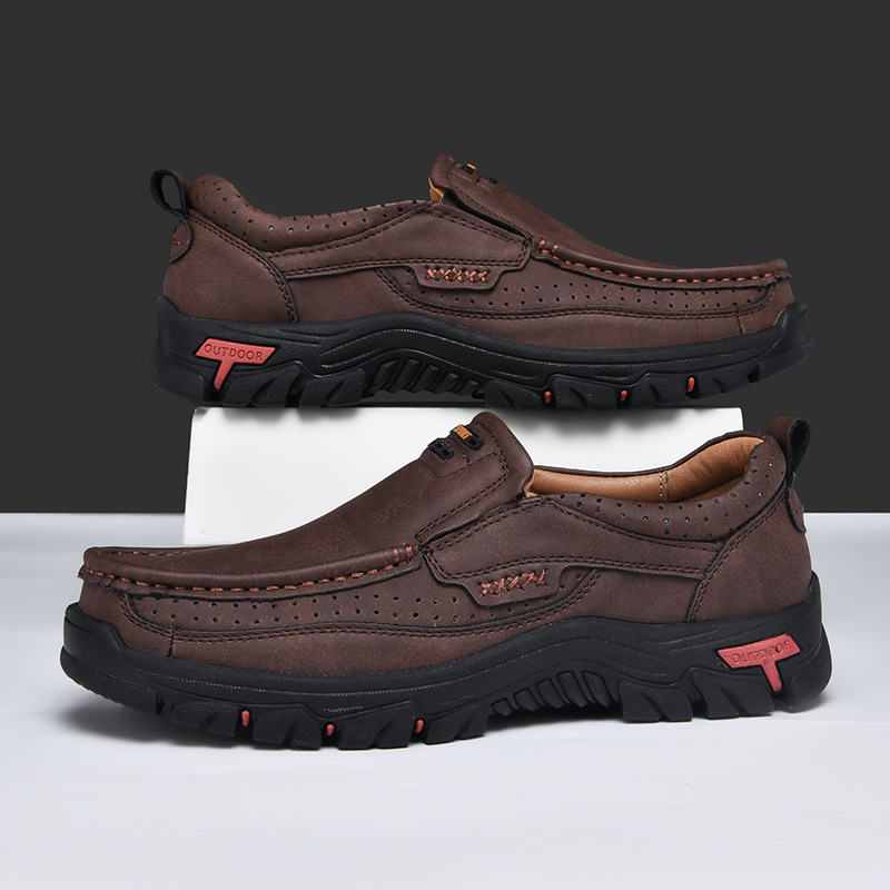 Mitchell Shoes Men's Non-slip Walking Leather Lightweight Breathable Casual Loafers