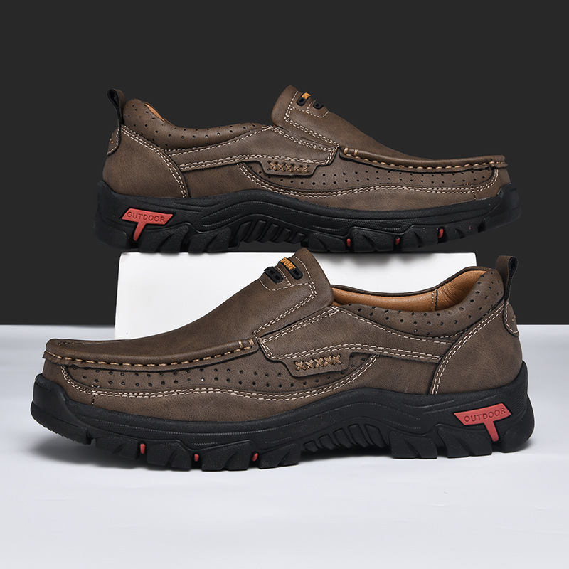 Mitchell Shoes Men's Non-slip Walking Leather Lightweight Breathable Casual Loafers