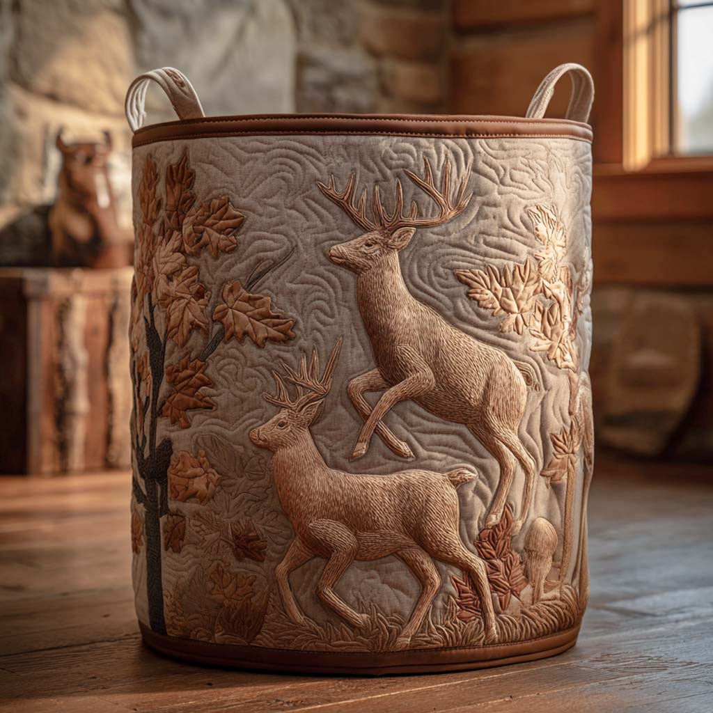 Deer Quilted Laundry Basket NCU0QN047