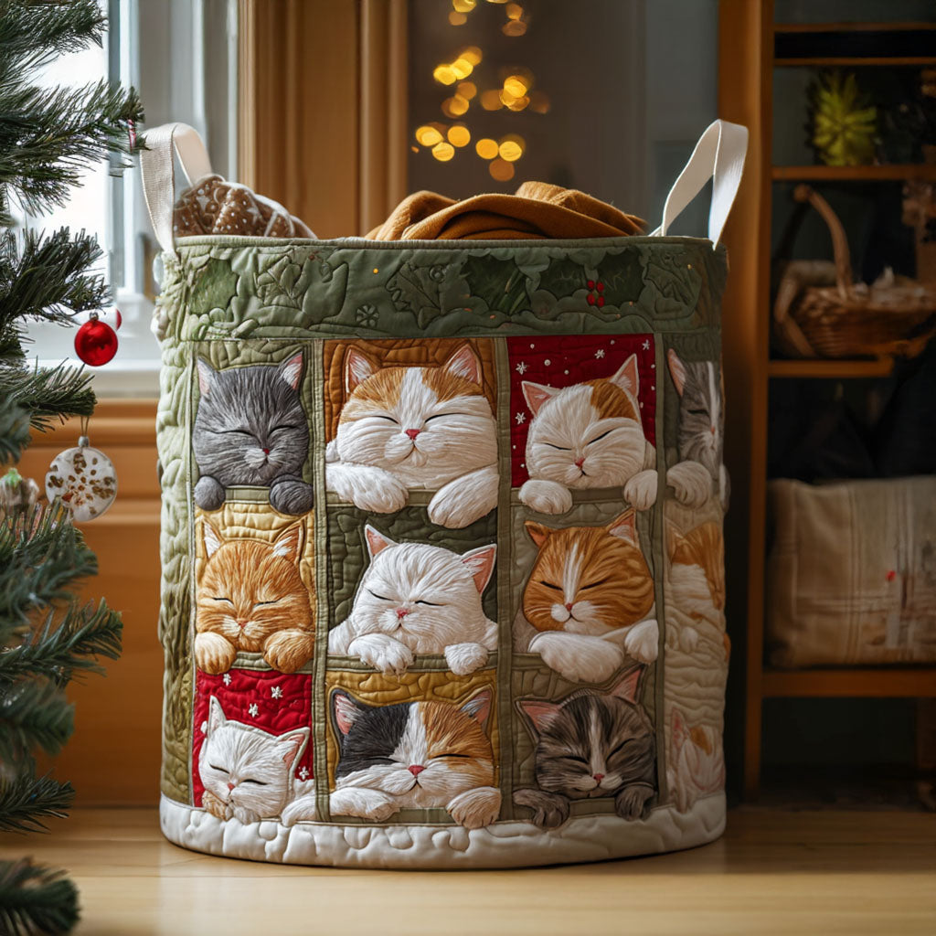 Cozy Cat Quilted Laundry Basket NCU0QN034