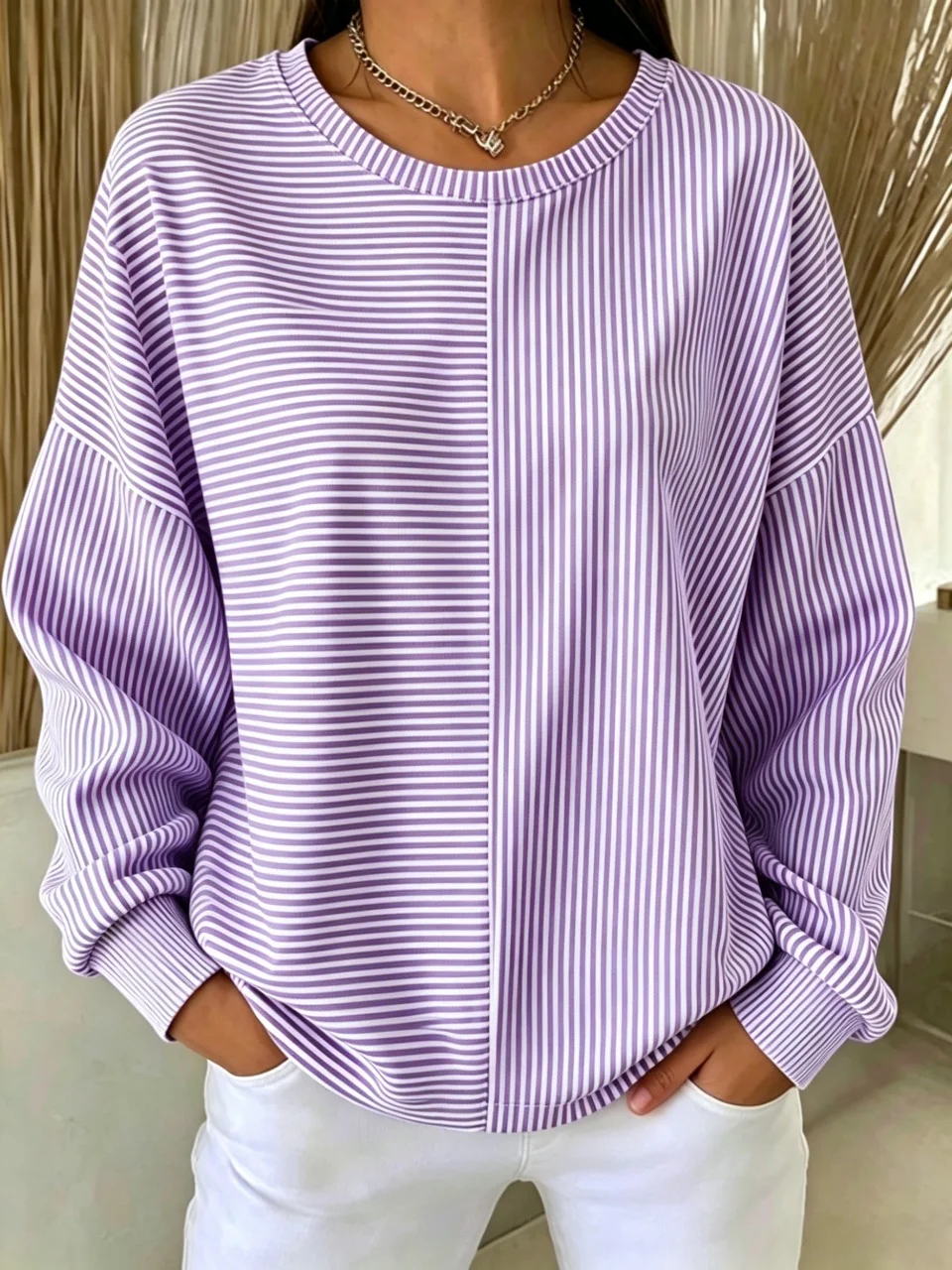 New Arrival 🔥 Women's Casual Loose-Fit Striped Sweatshirt