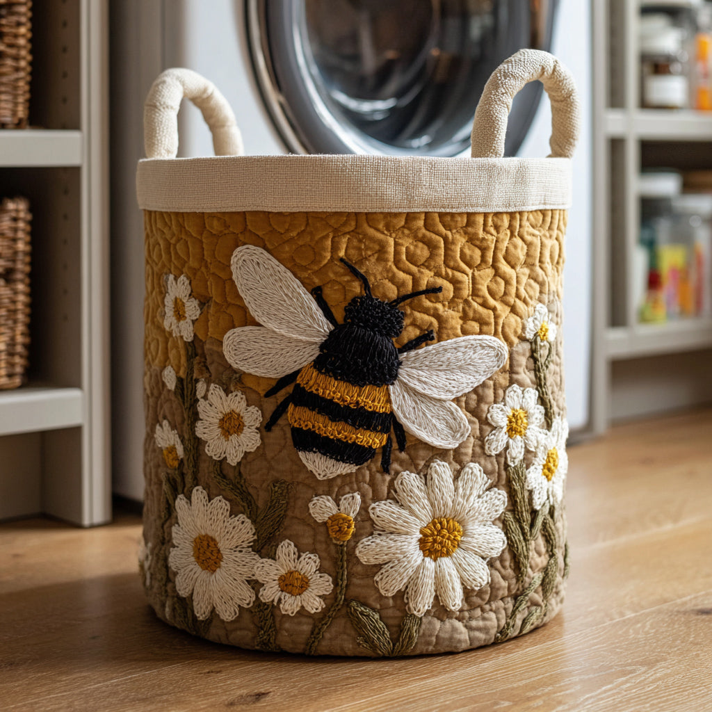 Daisy Bee Quilted Laundry Basket NCU0HNH004