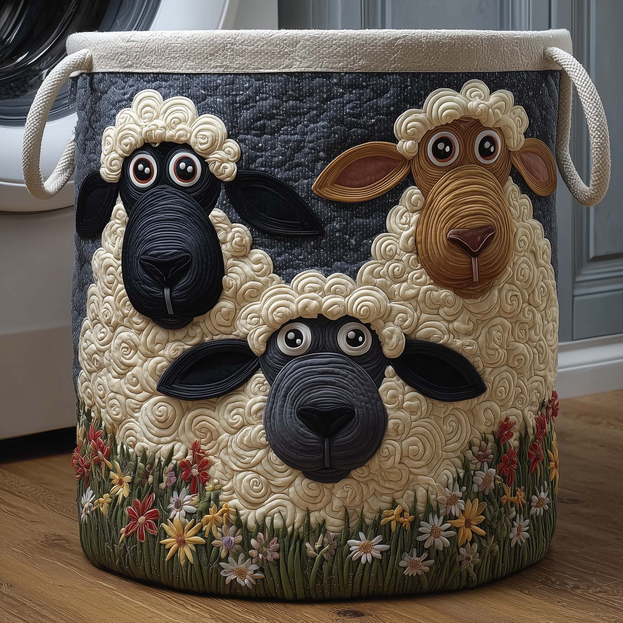 Curly Trio Quilted Laundry Basket GFTOQM1748