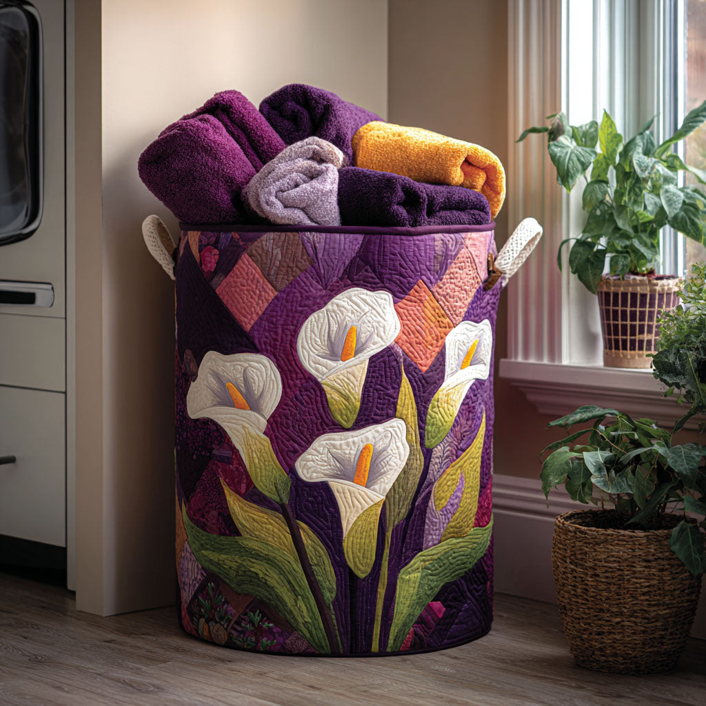 Flower Quilted Laundry Basket NCU0QN006