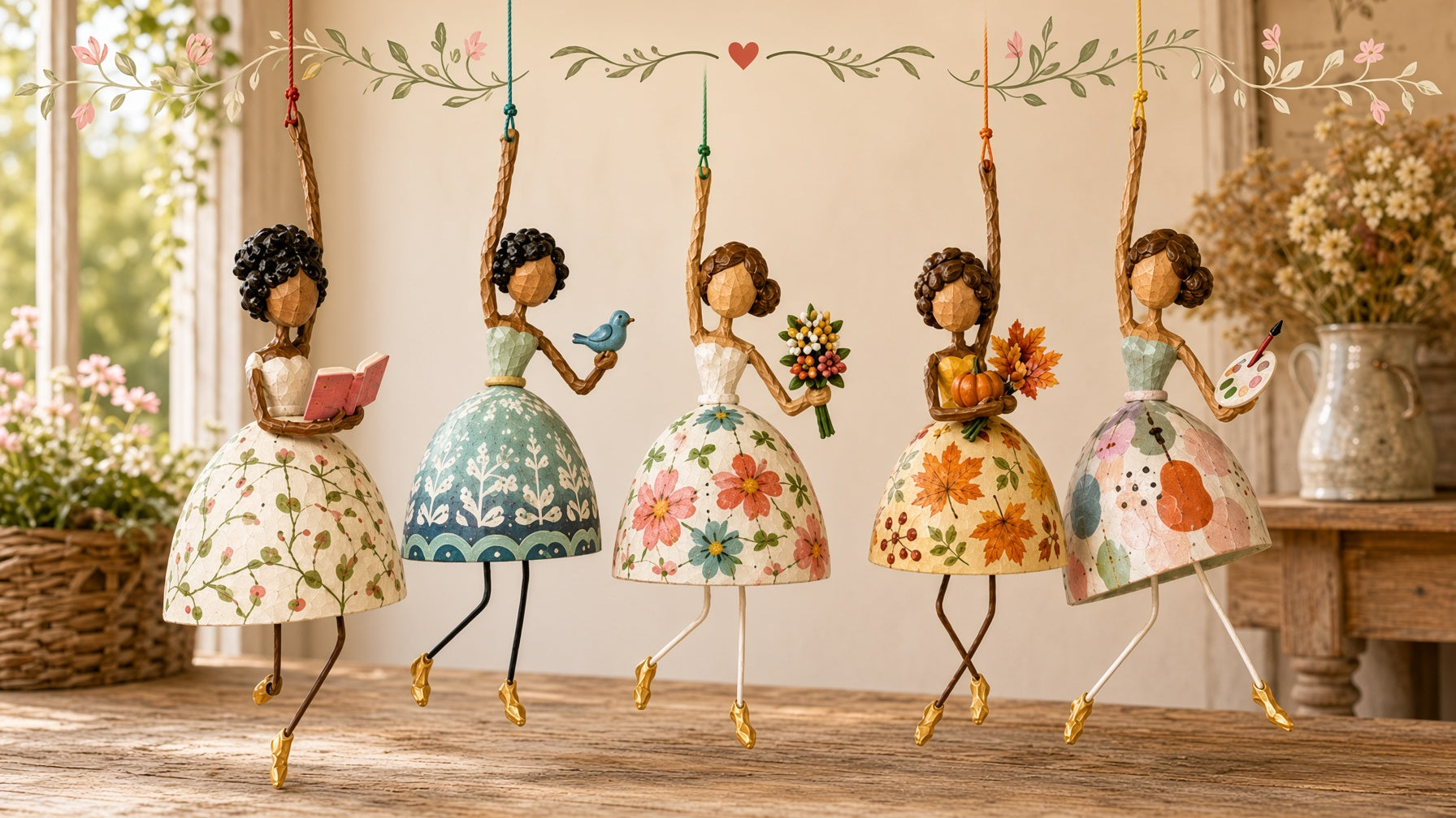 Whimsical Charm for Your Porch hanging folk-art lady