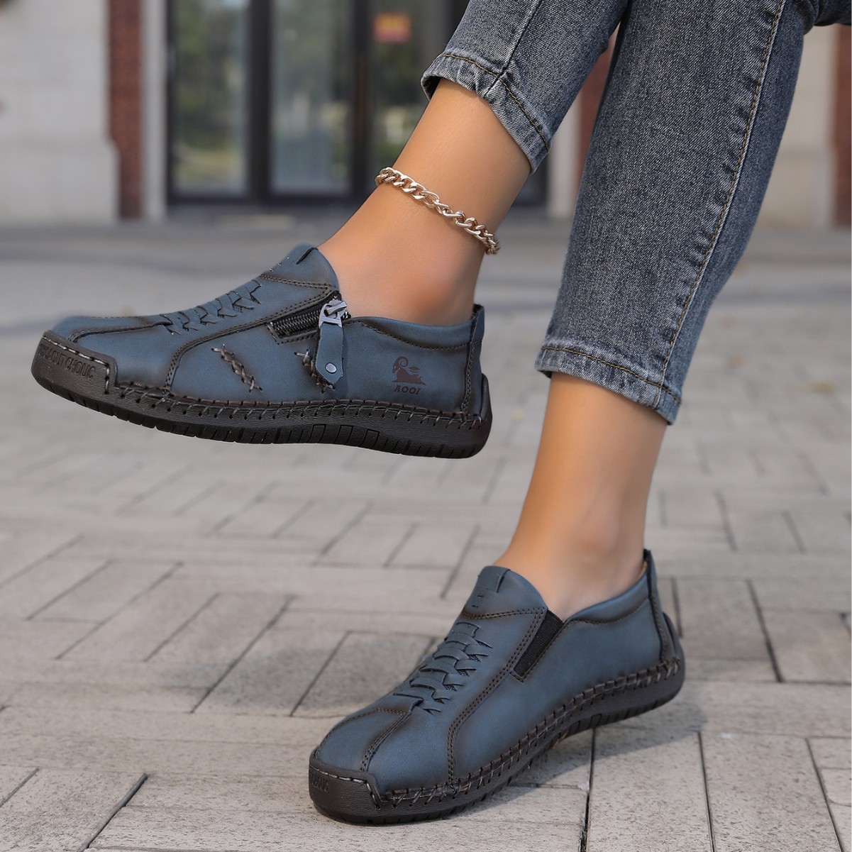 Women's Orthopedic Casual Leather Boots - Wide Toe, Arch Support, Waterproof, Pressure Relief for Everyday & Travel