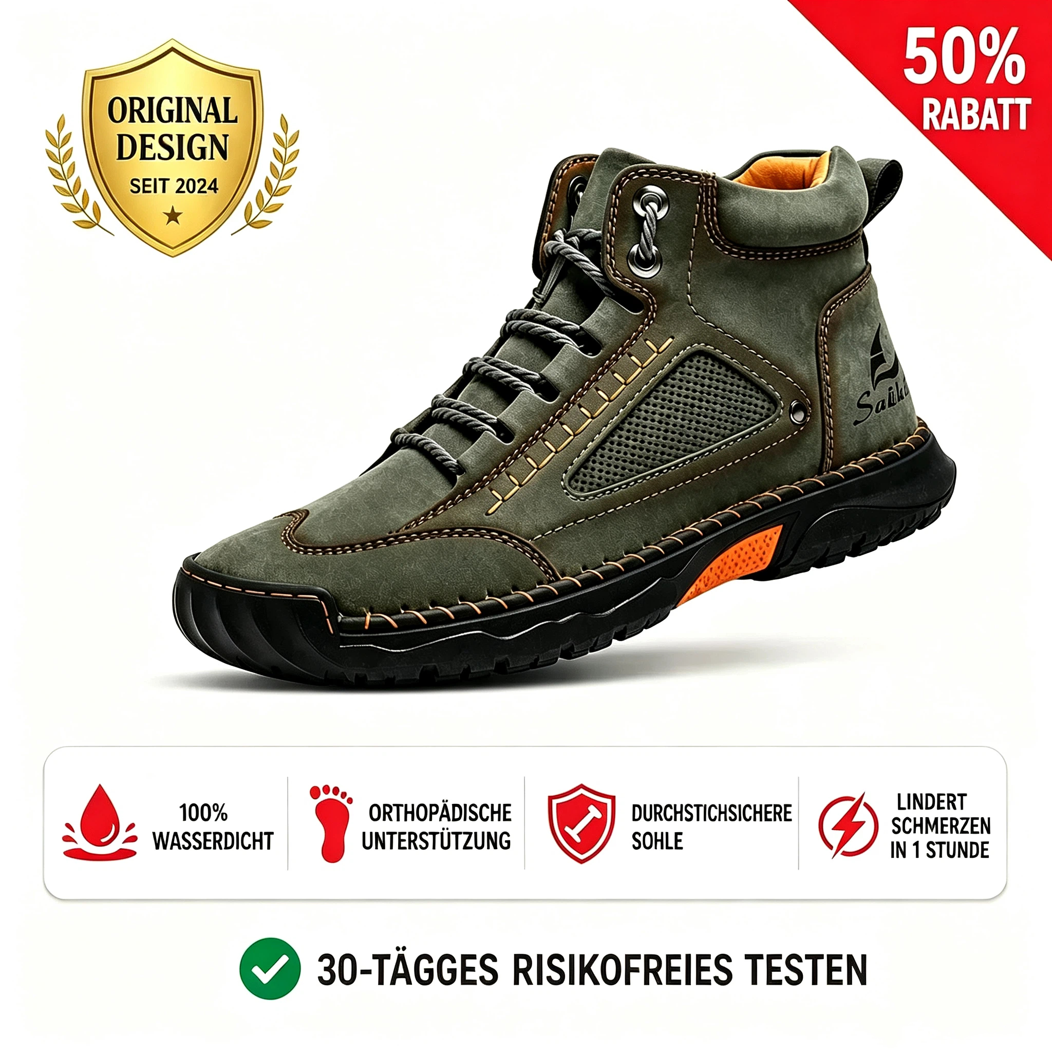 Robuste Outdoor-Stiefel für Herren mit orthopädischer Unterstützung