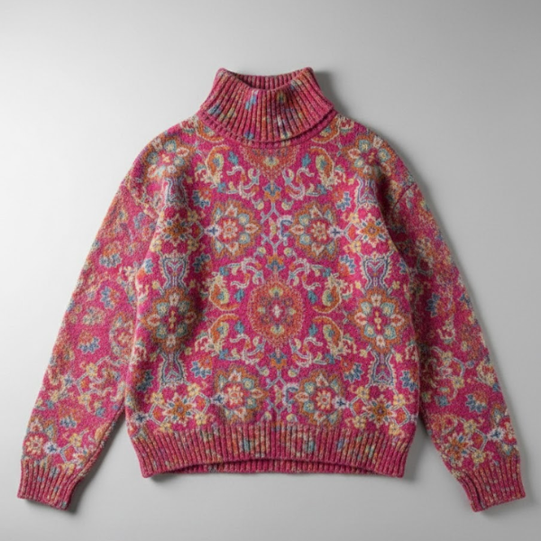 Maryrose™ - Retro Ethnisch Blumig Rollkragenpullover