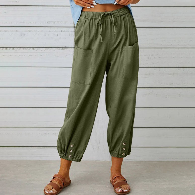 Lidia™ - Weite Damenhose aus Baumwolle und Leinen