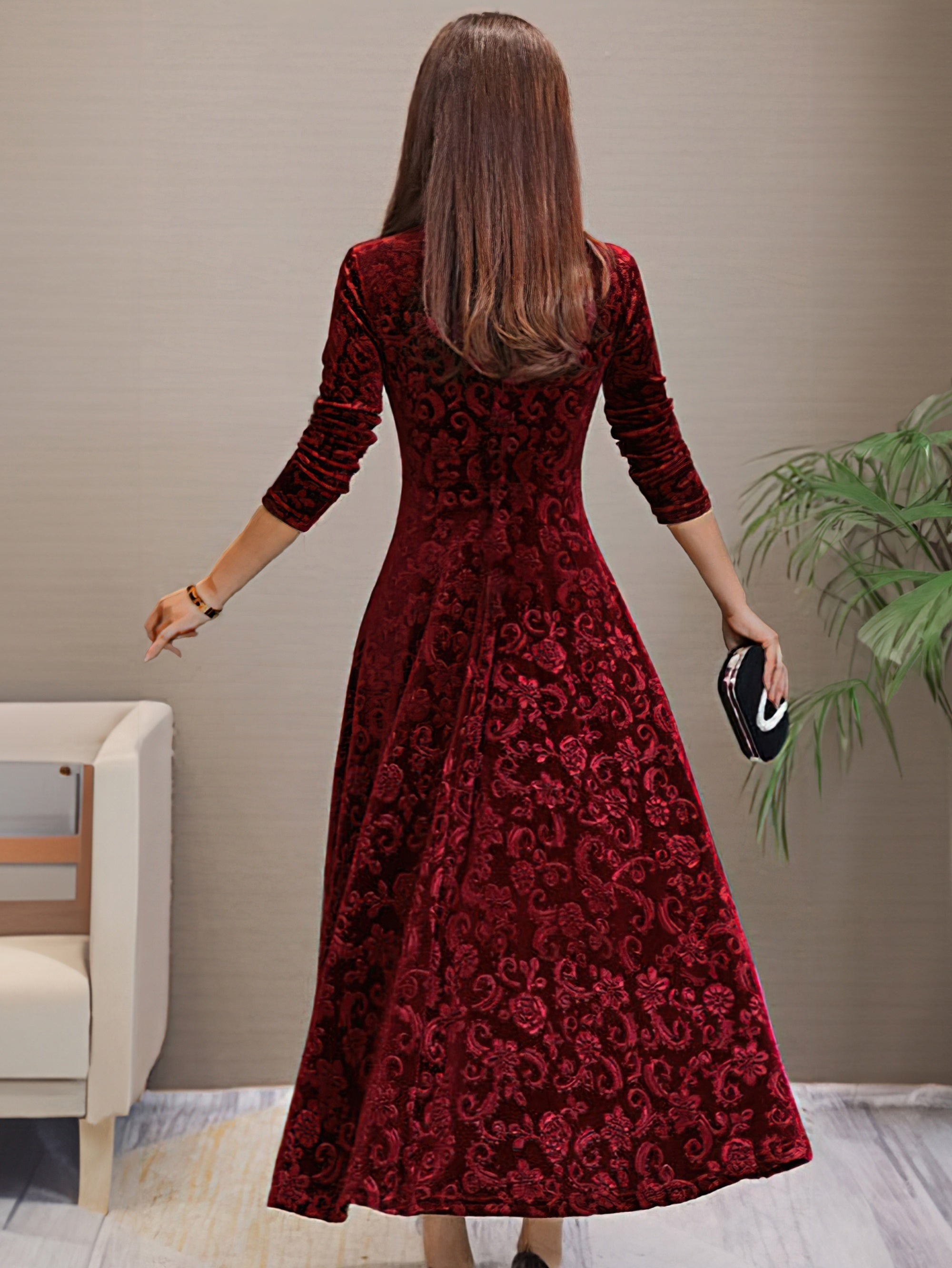 Anny™ - Elegantes Festkleid aus Samt mit V-Ausschnitt