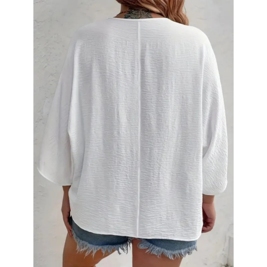 Quinn™ - Elegantes V-Ring-Top mit Knöpfen
