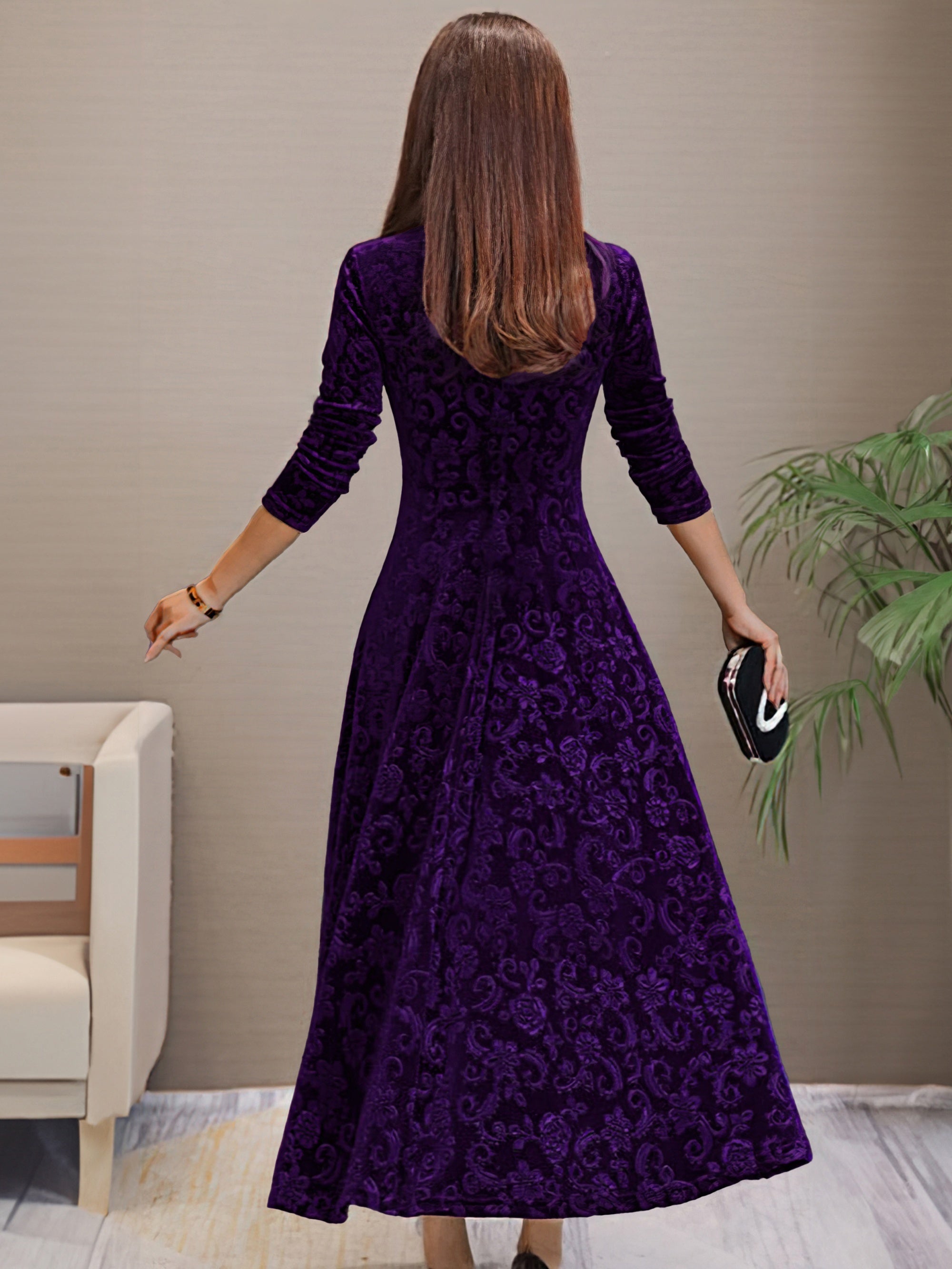 Anny™ - Elegantes Festkleid aus Samt mit V-Ausschnitt
