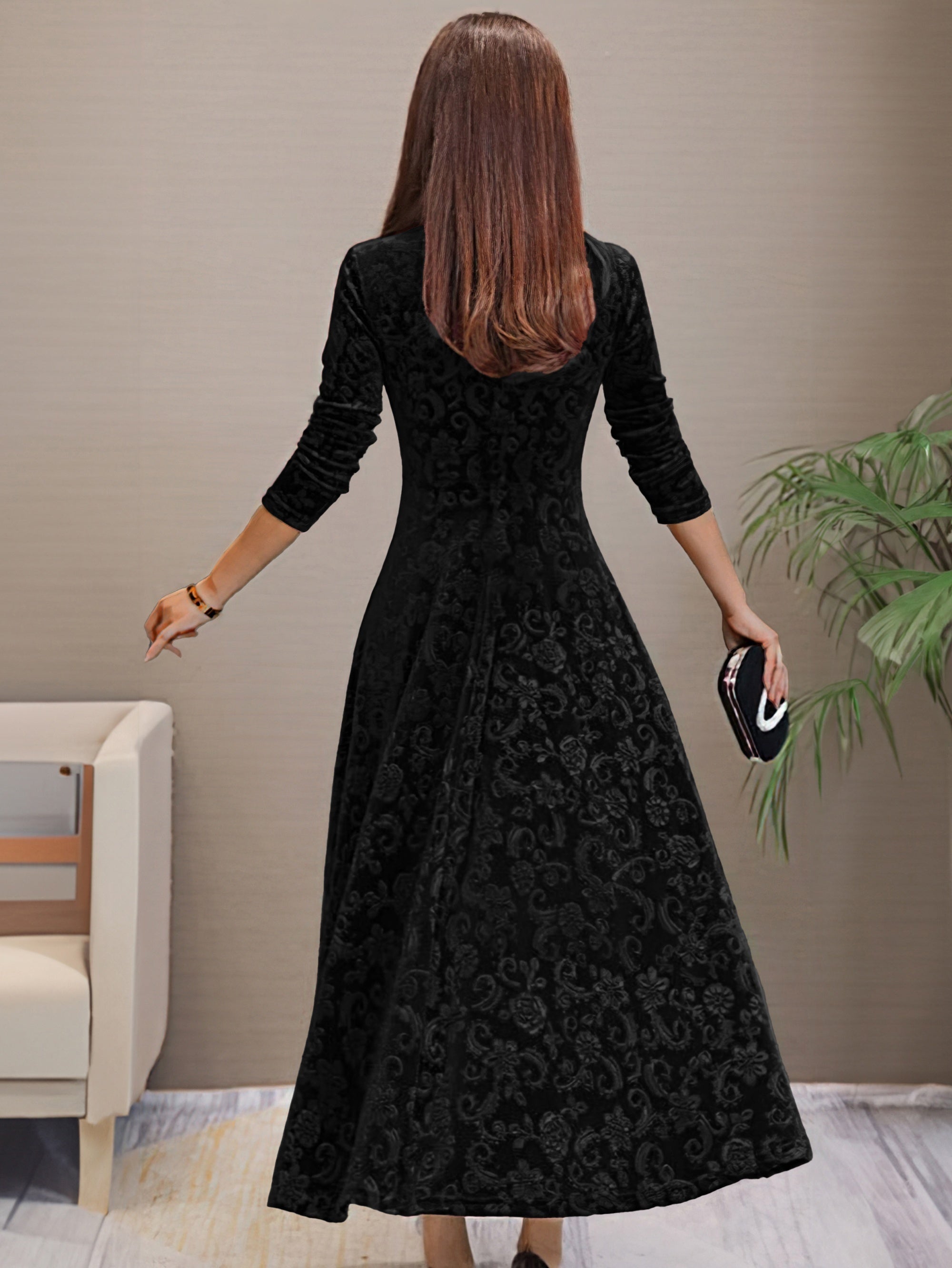 Anny™ - Elegantes Festkleid aus Samt mit V-Ausschnitt