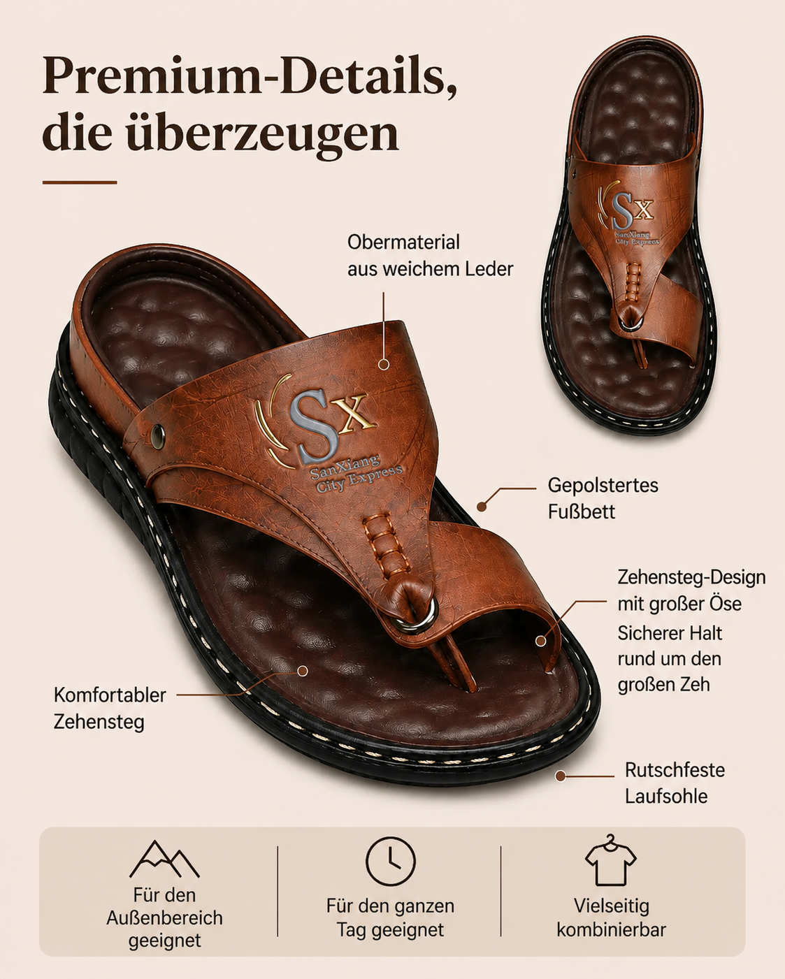 💥50% RABATT! 🔥 Atmungsaktive weiche Leder-Sandalen für Herren, auch in Übergrößen