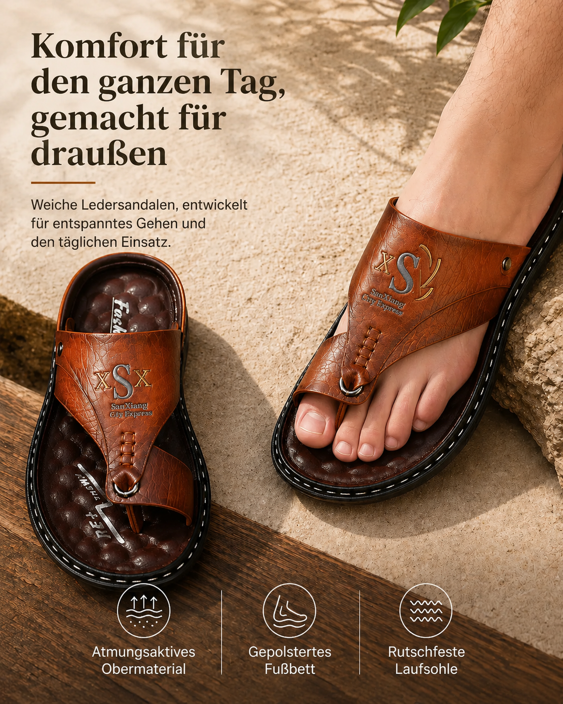 💥50% RABATT! 🔥 Atmungsaktive weiche Leder-Sandalen für Herren, auch in Übergrößen