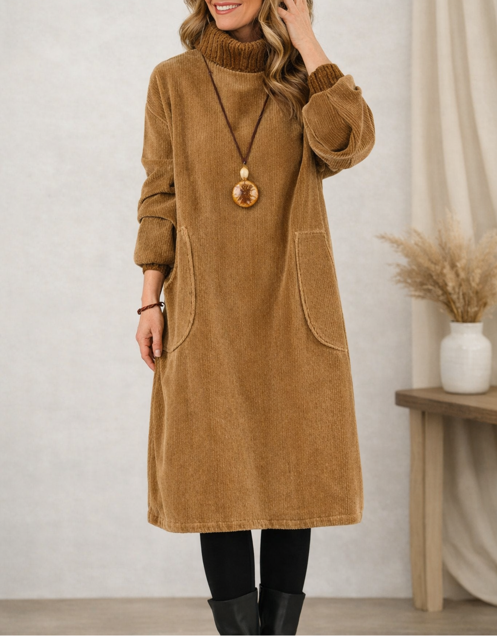 Jenny™ - Rollkragen-Midikleid