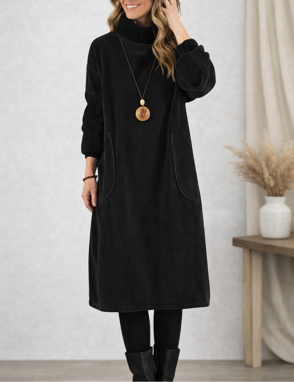 Jenny™ - Rollkragen-Midikleid