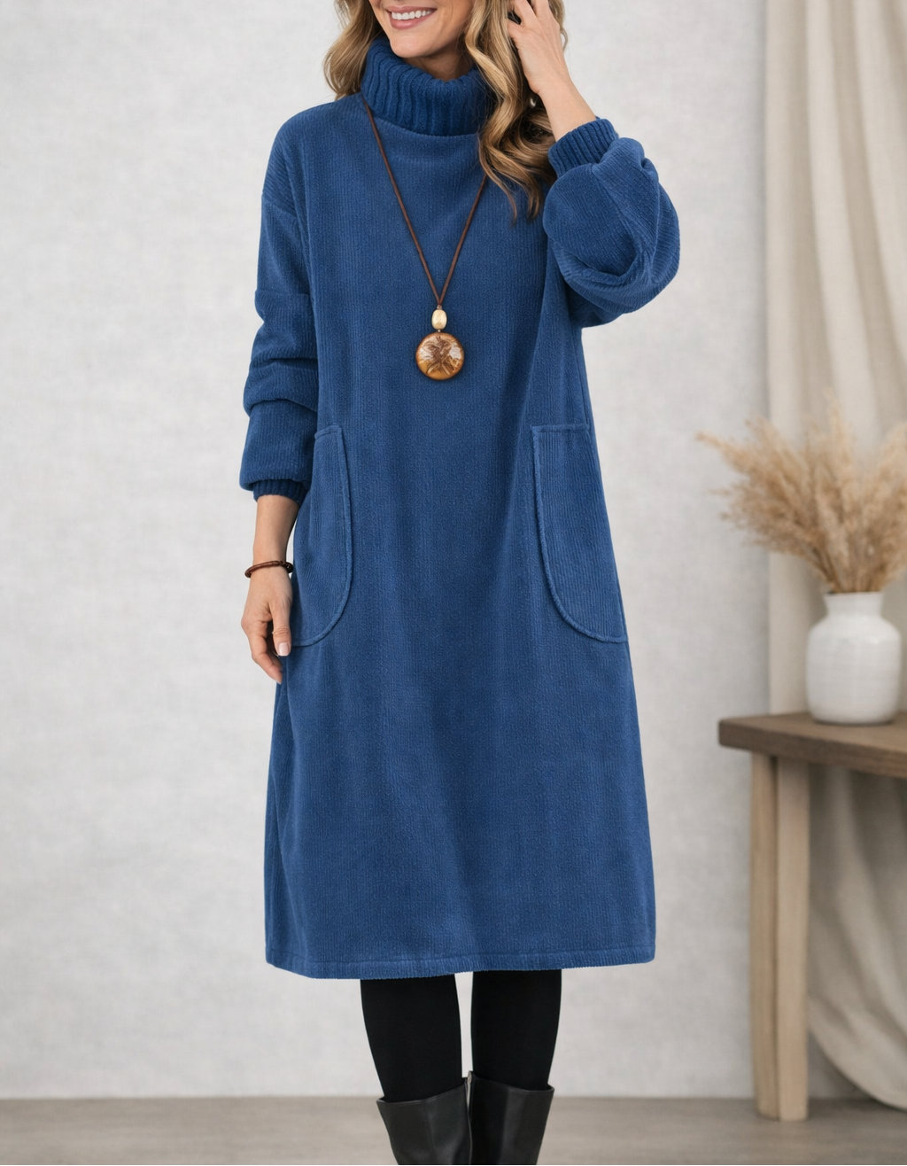 Jenny™ - Rollkragen-Midikleid