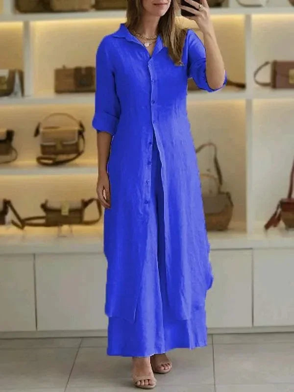 Lunara™ - Luftiges & Entspanntes Set mit Blusenkleid und Hose