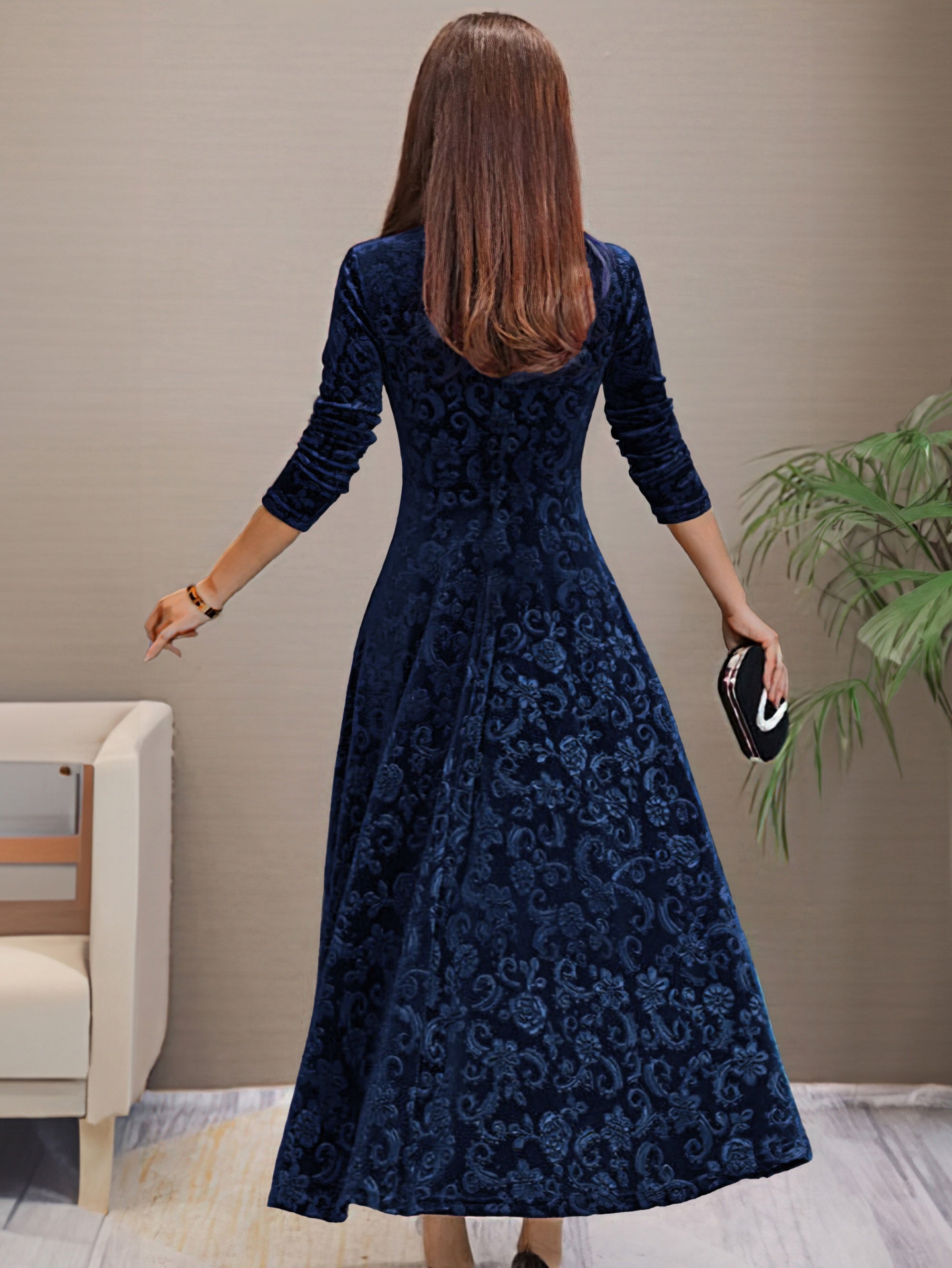 Anny™ - Elegantes Festkleid aus Samt mit V-Ausschnitt