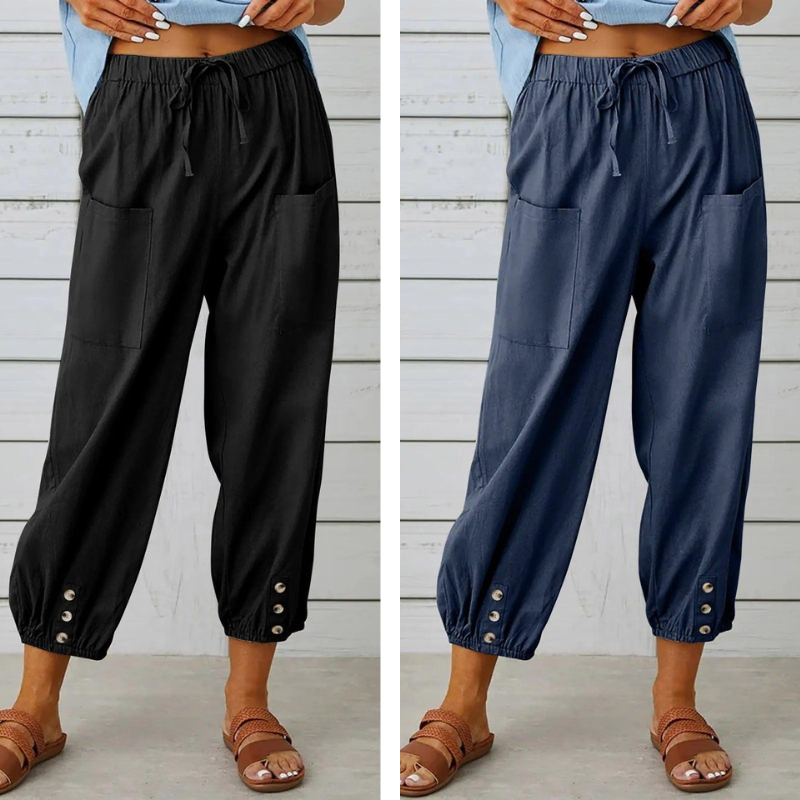 Lidia™ - Weite Damenhose aus Baumwolle und Leinen