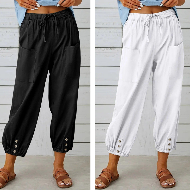 Lidia™ - Weite Damenhose aus Baumwolle und Leinen