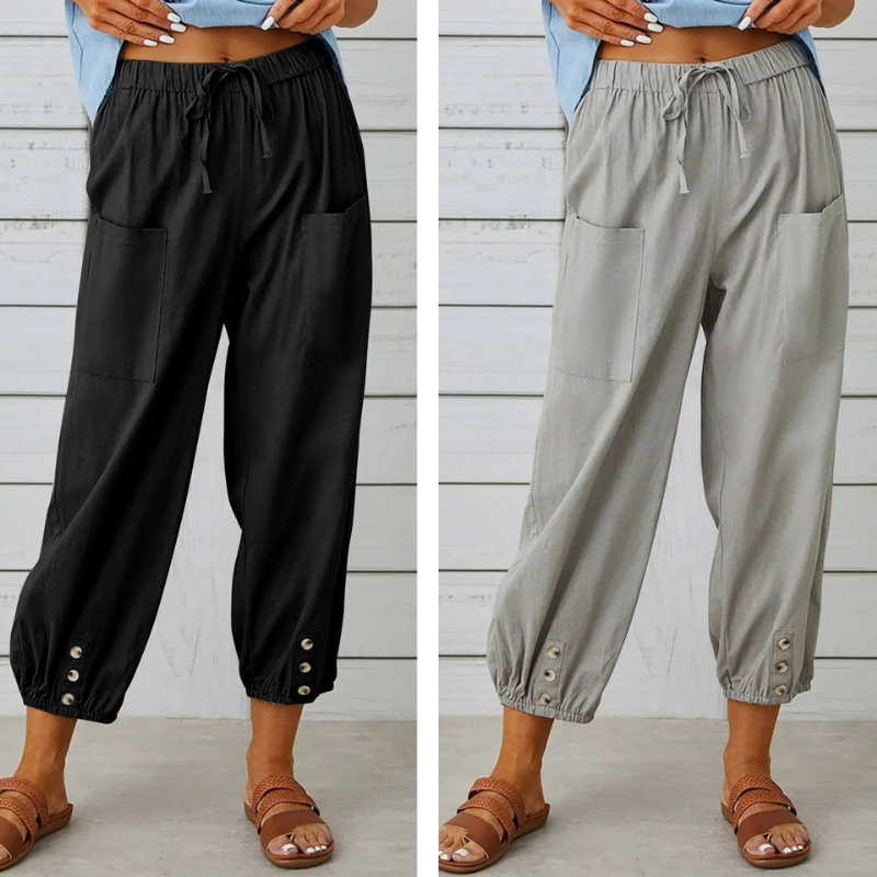Lidia™ - Weite Damenhose aus Baumwolle und Leinen