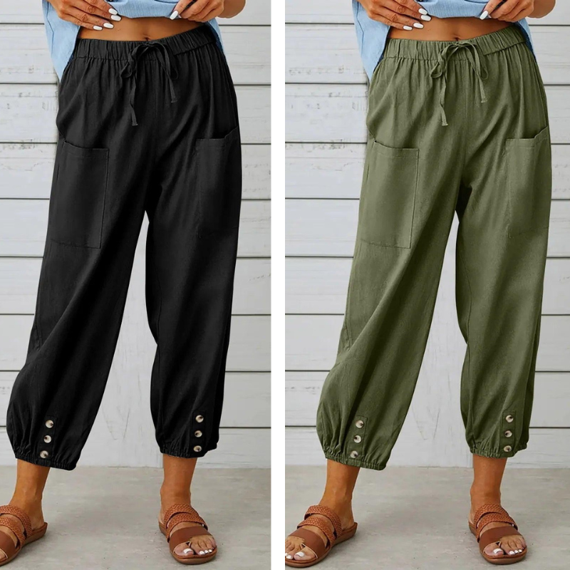 Lidia™ - Weite Damenhose aus Baumwolle und Leinen